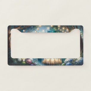 Enchanted Garden Gazebo Twilight Reflection License Plate Frame