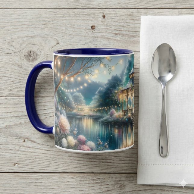 Enchanted Garden Gazebo Twilight Reflection Mug (Enchanted Garden Gazebo Twilight Reflection Mug On Table)