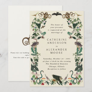 Enchanted Garden Gothic Botanical Frame Wedding Invitation
