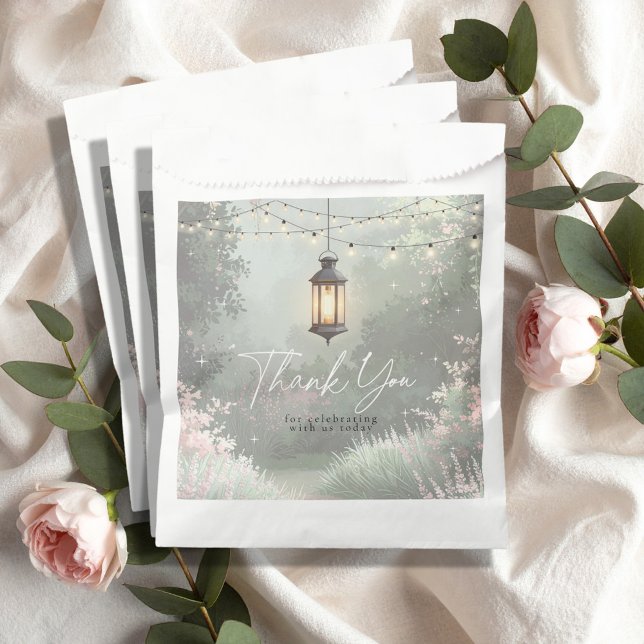 Enchanted Garden Lantern Thank You Pink ID1163 Favor Bag (Creator Uploaded)