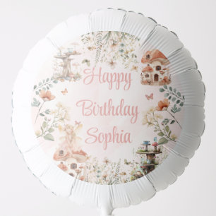 Enchanted Garden Mushroom Girl's First Birthday Balloon