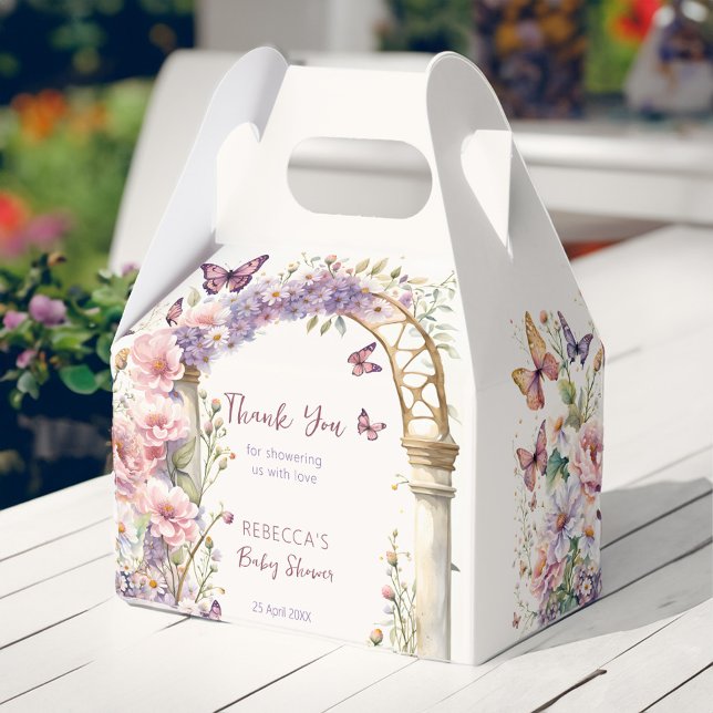 Enchanted garden pastel butterflies baby shower favor boxes (Enchanted garden pastel butterflies baby shower favors personalized favor box spring summer floral)