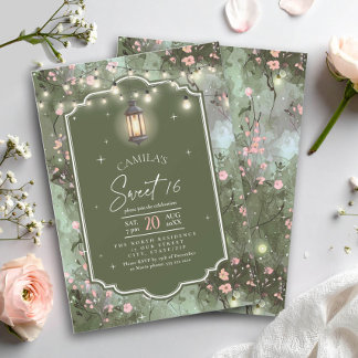 Enchanted Garden Pattern Sweet 16 Pink ID1163 Invitation