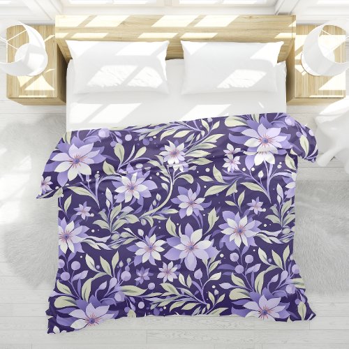 Enchanted Garden Purple Floral Girly Bedding Duvet Cover