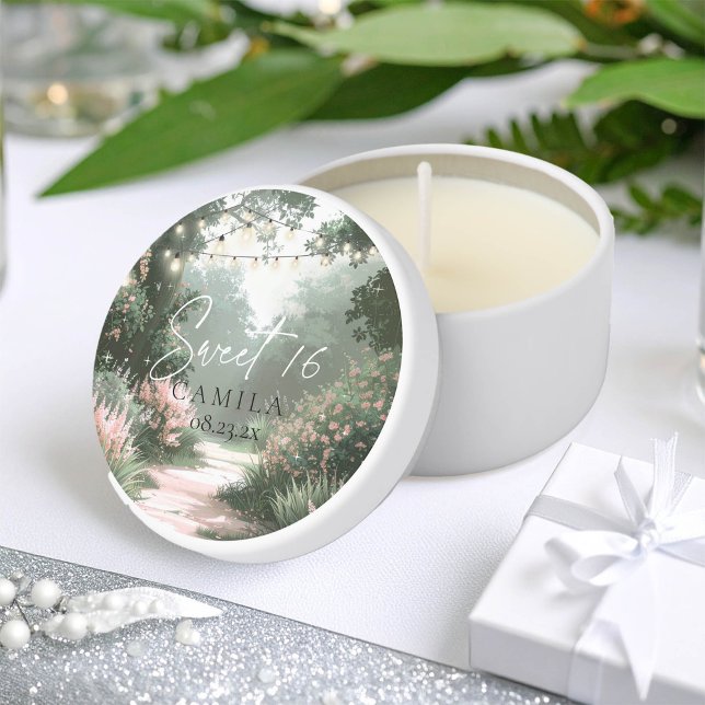 Enchanted Garden Sweet 16 Pink ID1163 Mini Candle Favors (Creator Uploaded)