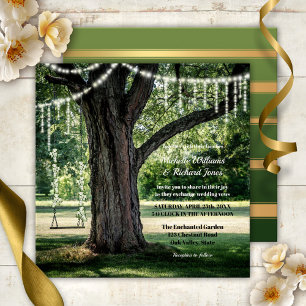 Enchanted Garden Swing Tree String Lights Wedding Invitation