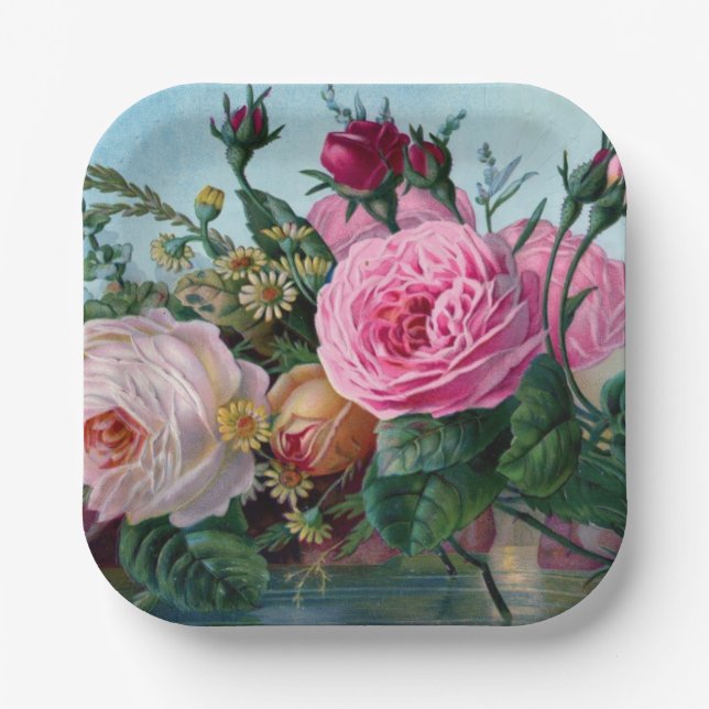Enchanted Garden: Vintage Floral Design Plate (Front)