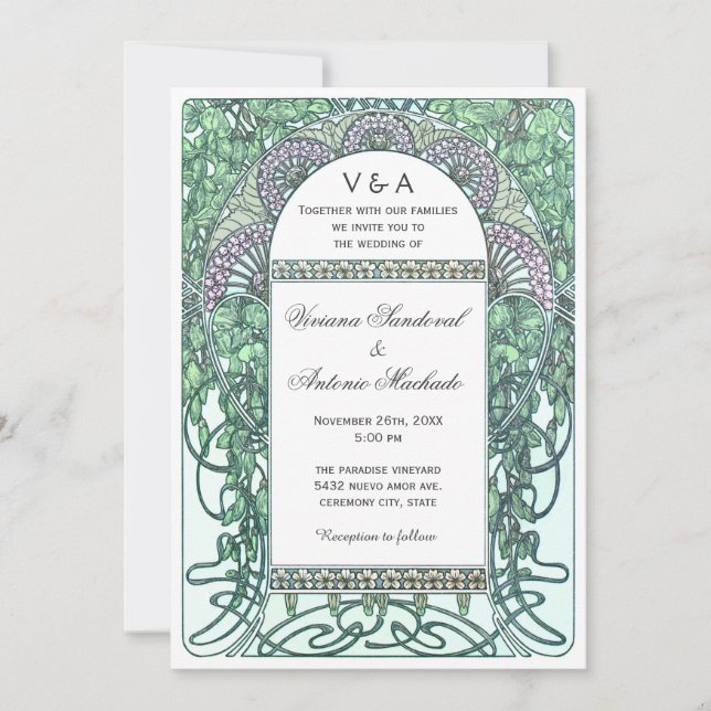 Enchanted Garden Vintage Wedding Invitations (Front)