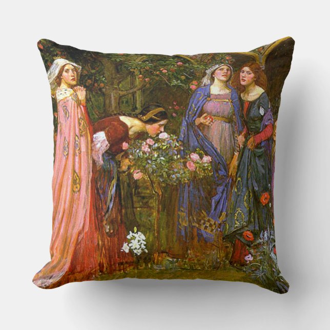 Enchanted Garden Waterhouse Fine Art Throw Pillow (Front)