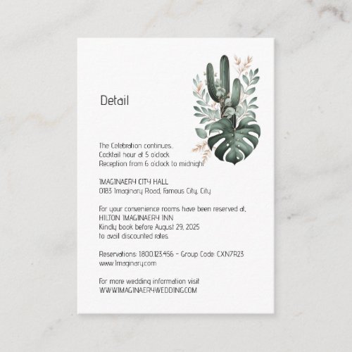 Enchanted Garden Wedding Invitation Enclosure Card