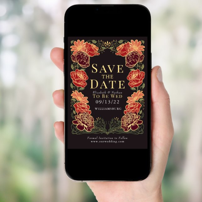 Enchanted Garden Wedding Save the Date Green Invitation (Front Digital)