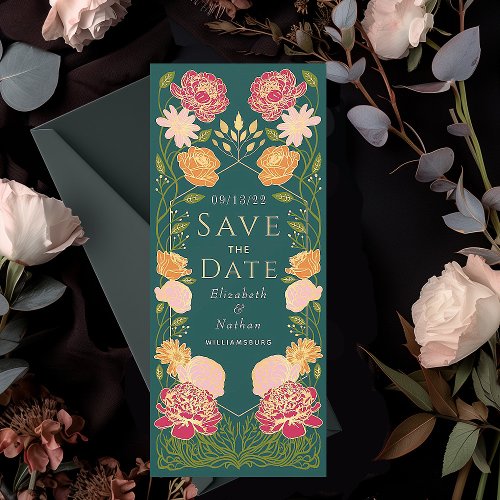 Enchanted Garden Wedding Save the Date Green Invitation