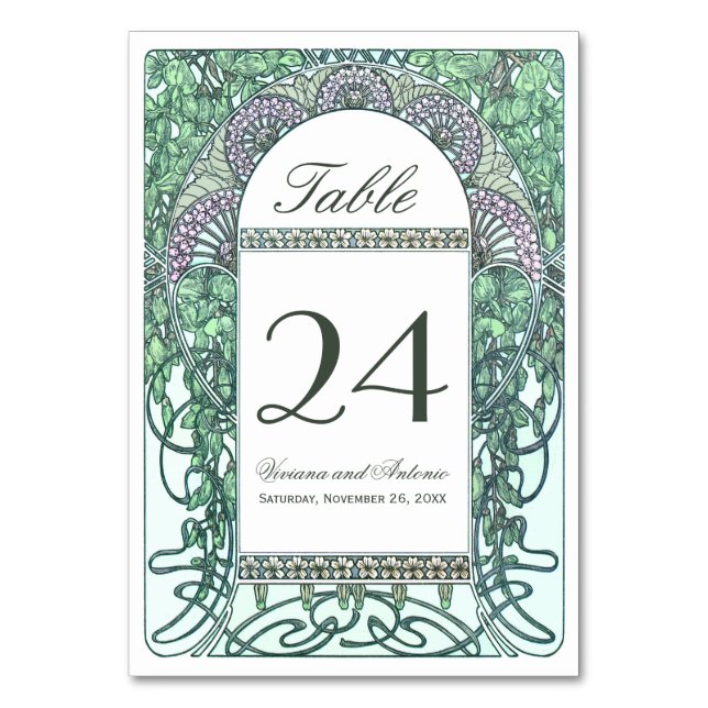 Enchanted Garden Wedding Table Numbers (Front)