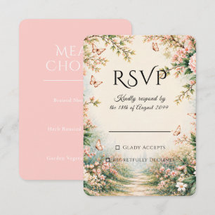 Enchanted Garden Wildflower Butterfly Wedding RSVP Card
