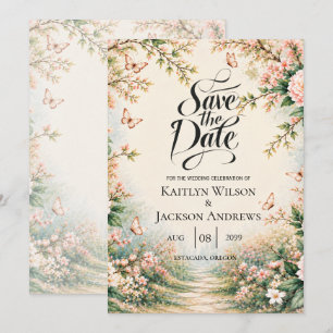 Enchanted Garden Wildflower Butterfly Wedding  Save The Date