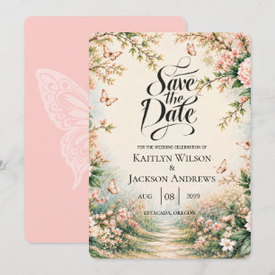 Enchanted Garden Wildflower Butterfly Wedding  Save The Date