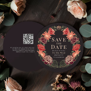 Enchanted Garden Wreath Wedding QR Save the Date Invitation