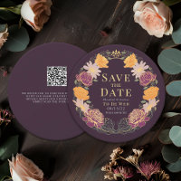 Enchanted Garden Wreath Wedding QR Save the Date 