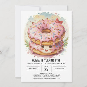 Enchanted Girly Donuts Birthday Invitation
