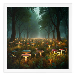 "Enchanted Glow: Mystical Forest Mushrooms Fantasy Acrylic Print