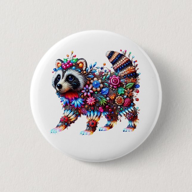 Enchanted Glowing Raccoon Button (Front)