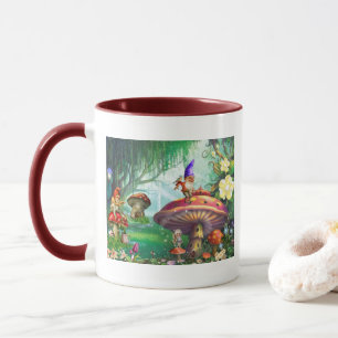 Enchanted Gnome Mushrooms Flower Gardens Mug