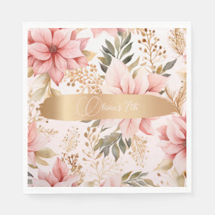 Enchanted Gold and Pink Fairy Birthday  Napkins
