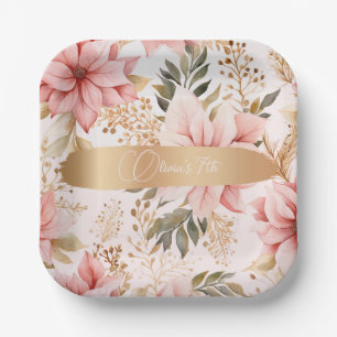 Enchanted Gold and Pink Fairy Birthday Paper Plates