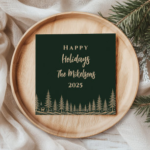 Enchanted Gold Christmas Tree Woodland Napkins