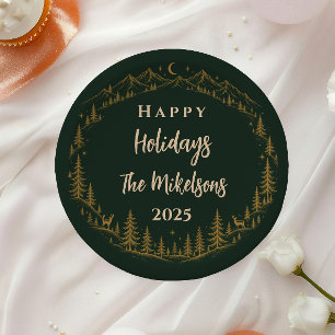 Enchanted Gold Christmas Tree Woodland Paper Plates