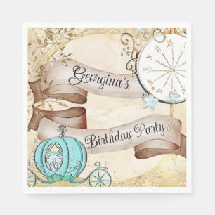 Enchanted Gold Cinderella Fairy Tale Napkins