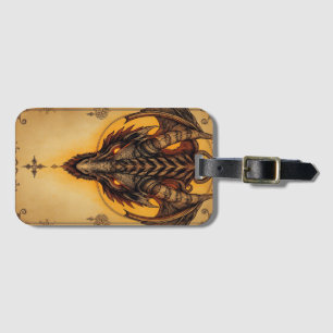 Enchanted Golden Dragon Vintage Mythical Luggage Tag
