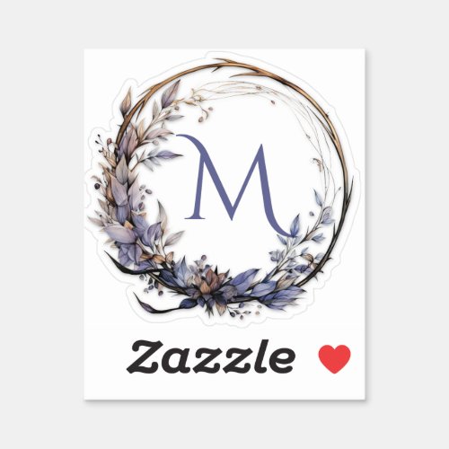 Enchanted Gothic Floral Wreath Your Monogram Sticker