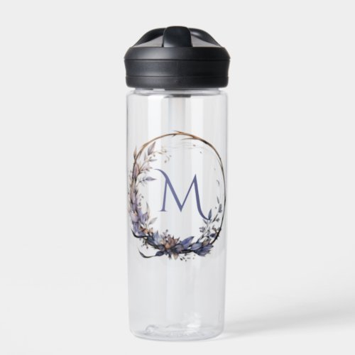 Enchanted Gothic Floral Wreath Your Monogram Water Bottle