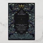 Enchanted Gothic Raven Floral Wedding Foil Invitation at Zazzle