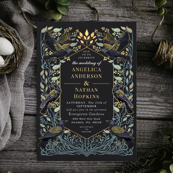 Enchanted Gothic Raven Floral Wedding Invitation by ThePaperieGarden at Zazzle