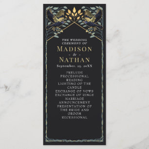 Enchanted Gothic Raven Floral Wedding Program