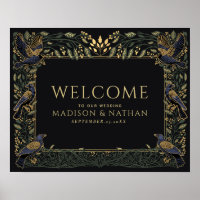 Enchanted Gothic Raven Green Wedding Welcome 