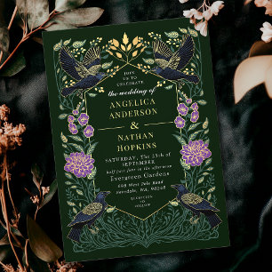 Enchanted Gothic Raven Snapdragon Wedding Invitation