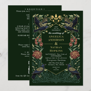 Enchanted Gothic Raven Snapdragon Wedding QR Code Invitation