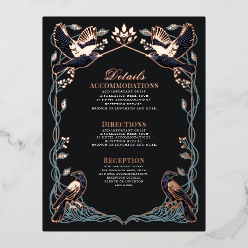 Enchanted Gothic Raven Wedding Details Card