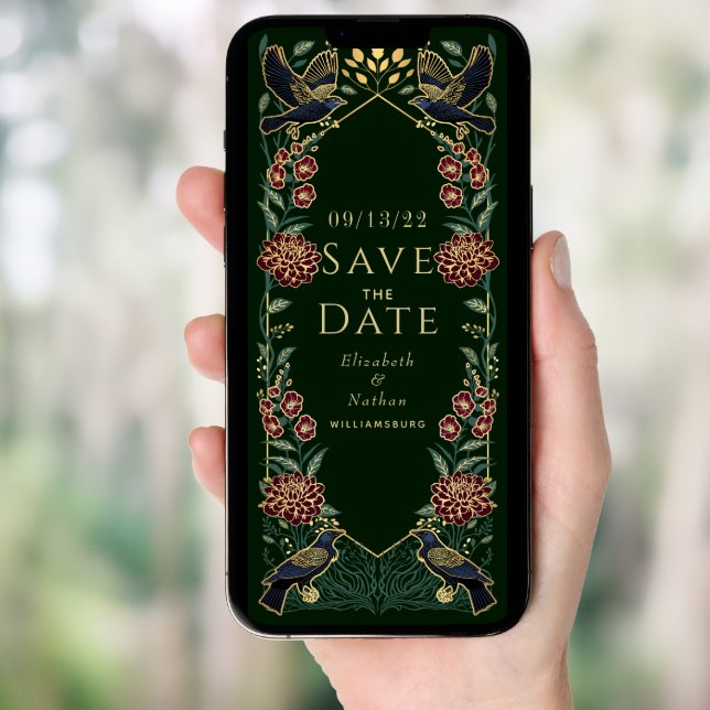 Enchanted Gothic Raven Wedding Save the Date Invitation (Front Digital)