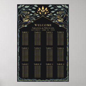 Enchanted Gothic Raven Wedding Seating Chart