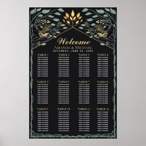 Enchanted Gothic Raven Wedding Seating Chart