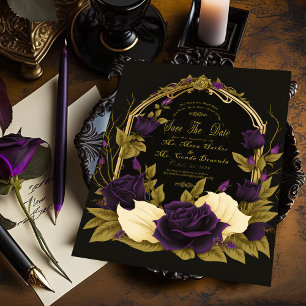 Enchanted Gothic Wedding Save The Date Foil Invitation