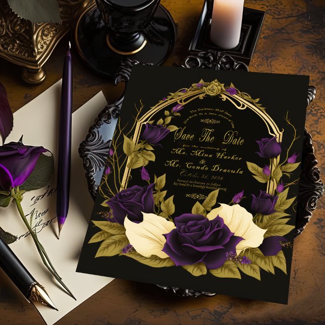 Enchanted Gothic Wedding Save The Date Foil Invitation (Creator Uploaded)