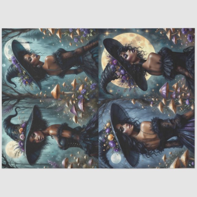 Enchanted Gothic Witches w Mushrooms & Moonlight Tissue Paper (Front)