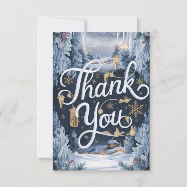 Enchanted Grateful Forest Happy Holidays Thank You Card (Front)