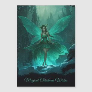 Enchanted Green Fairy Christmas Magnetic Card