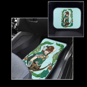 Enchanted Green Fantasy Woodland Archer Elf Car Floor Mat